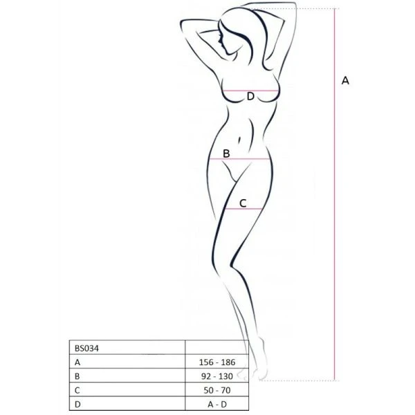 Passion Woman Netz-Body BS034 rood, one size