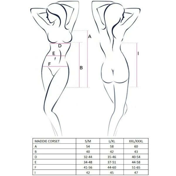 Passion Woman Corsets Korsett Maddie in zwart S/M