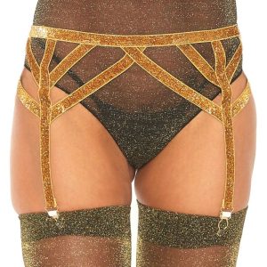 LEG Avenue Accessories elastische kousenriem van Lurex, goud, one size LEG Avenue Accessories elastische kousenriem van Lurex, goud, one size - Afbeelding 1