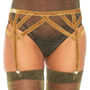 LEG Avenue Accessories elastic garter belt made of Lurex, Gold, One Size