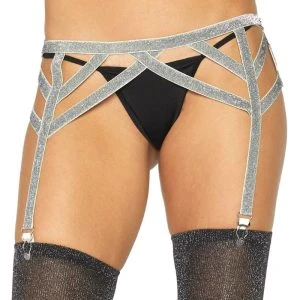 LEG Avenue Accessories Strapsgürtel aus Silbernem Lurex, Einheitsgröße