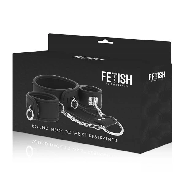 Fetish Submissive Bondage Halsband en Handboeien van veganistisch leer