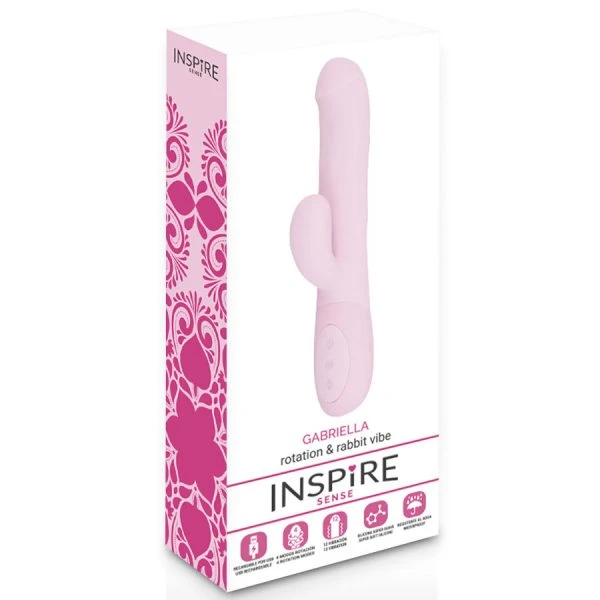 Inspire Sense Gabriella Pink Vibrator met Clitorisstimulator, Siliconen Inspire Sense Gabriella Pink Vibrator met Clitorisstimulator, Siliconen