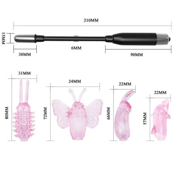 Baile Stimulating Opzetvibrator Tovenaar Toverstafstimulator met 4 Koppen