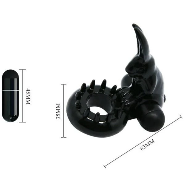 Baile for Him Vibratiering met Konijntje Clitorisstimulator, zwart Baile for Him Vibratiering met Konijntje Clitorisstimulator, zwart