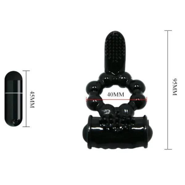 Baile FOR HIM Sweet Ring Ring Vibrationsring mit Doppelstimulator, schwarz