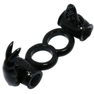 Baile FOR HIM dubbele vibratiering Sweet Ring met clitorisstimulator, zwart Baile FOR HIM dubbele vibratiering Sweet Ring met clitorisstimulator, zwart - Afbeelding 1