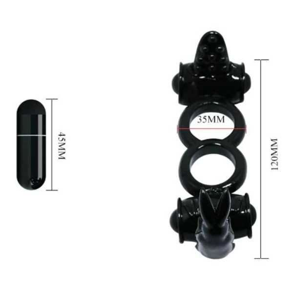 Baile FOR HIM dubbele vibratiering Sweet Ring met clitorisstimulator, zwart Baile FOR HIM dubbele vibratiering Sweet Ring met clitorisstimulator, zwart