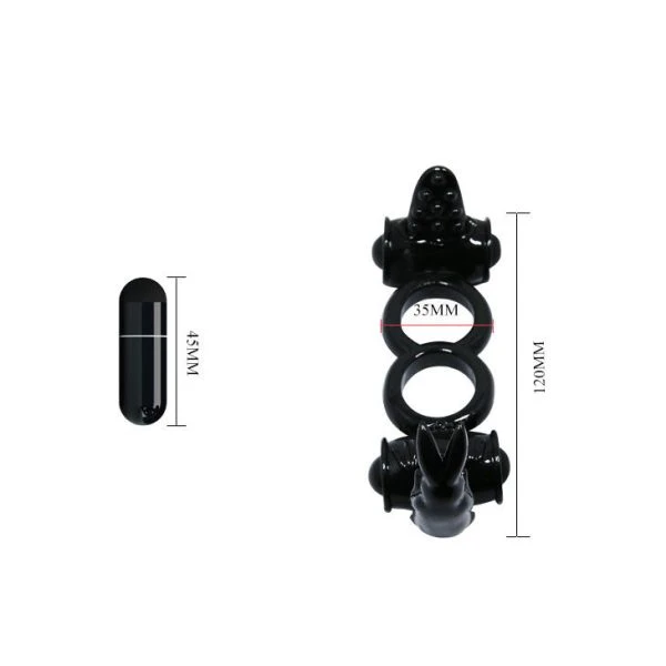 Baile FOR HIM dubbele vibratiering Sweet Ring met clitorisstimulator, zwart Baile FOR HIM dubbele vibratiering Sweet Ring met clitorisstimulator, zwart