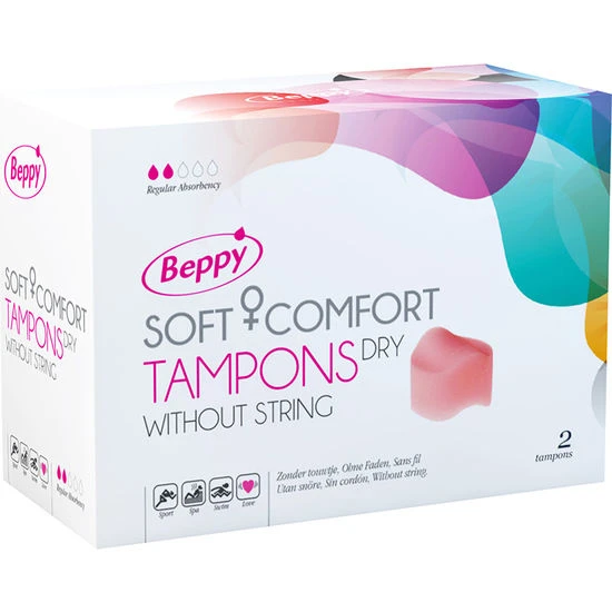 Beppy Soft-Comfort Tampons DRY 2 Stück – Tampons ohne Faden für Sex während der Periode