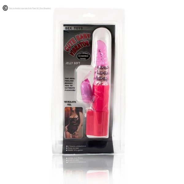 Baile Rotations Roze Konijnenvibrator met Clitorisstimulator, 23 cm