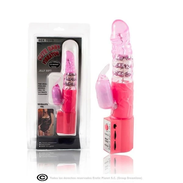 Baile Rotations Roze Konijnenvibrator met Clitorisstimulator, 23 cm