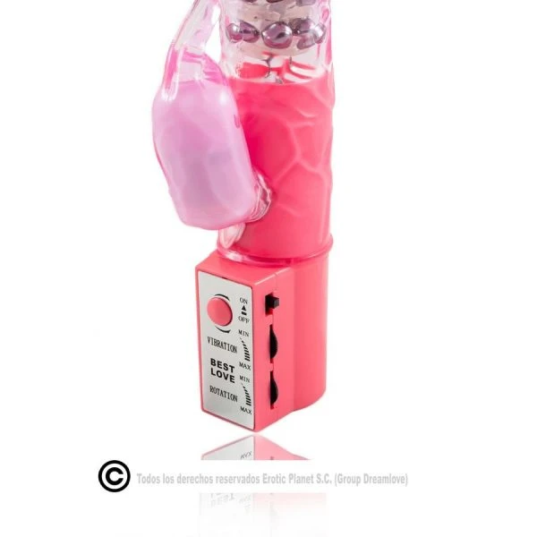 Baile Rotations Roze Konijnenvibrator met Clitorisstimulator, 23 cm