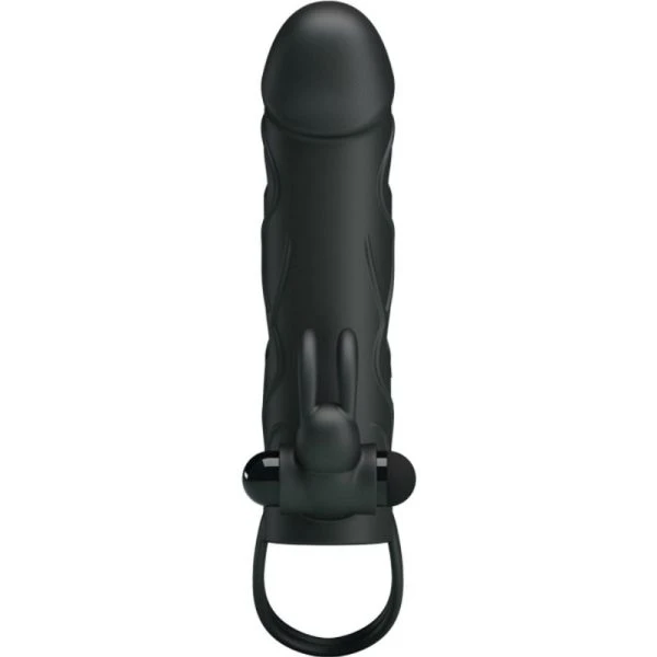 FOR HIM Pretty Love Siliconen Penishuls met Vibratie 14 cm zwart
