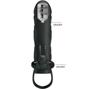 FOR HIM Pretty Love Siliconen Penishuls met Vibratie 14 cm zwart FOR HIM Pretty Love Siliconen Penishuls met Vibratie 14 cm zwart - Afbeelding 4