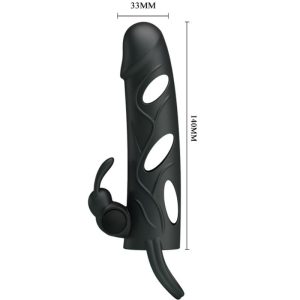 FOR HIM Pretty Love Siliconen Penishuls met Vibratie 14 cm zwart FOR HIM Pretty Love Siliconen Penishuls met Vibratie 14 cm zwart - Afbeelding 6