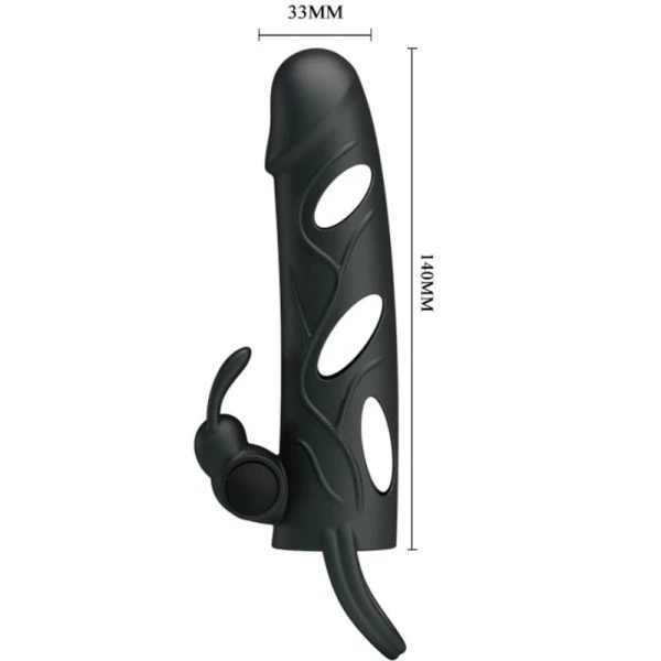 FOR HIM Pretty Love Siliconen Penishuls met Vibratie 14 cm zwart