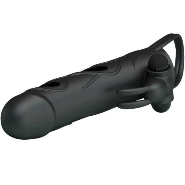 FOR HIM Pretty Love Siliconen Penishuls met Vibratie 14 cm zwart