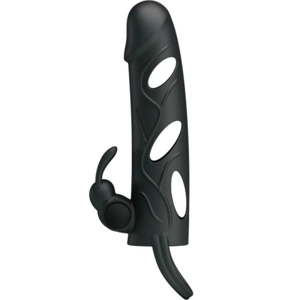 FOR HIM Pretty Love Siliconen Penishuls met Vibratie 14 cm zwart