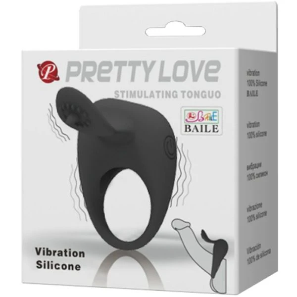 FOR HIM Pretty Love Vibrerende ring met tongetje van siliconen