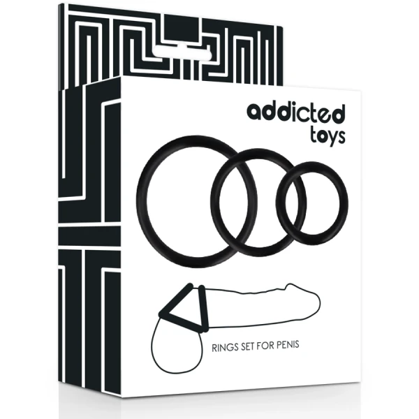 Addicted Toys Penisring-Set mit drei Größen schwarz