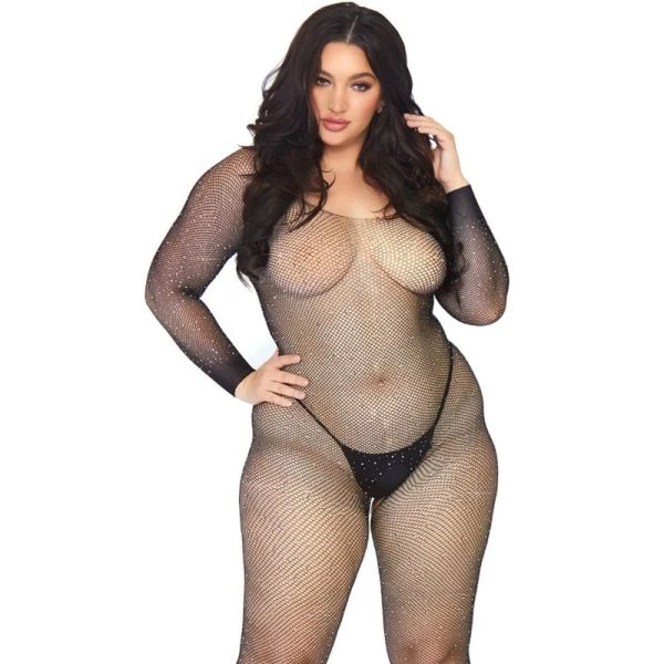LEG Avenue Bodystockings Crystalized Net Body Stocking 1X-2X schwarz LEG Avenue Bodystockings Crystalized Net Body Stocking 1X-2X schwarz