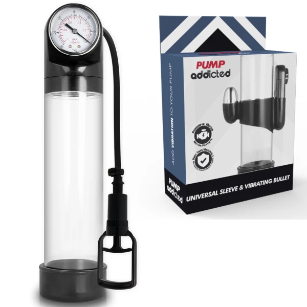 Pump Addicted Transparenter Vibrator RX9 Penispumpe mit Kalibrator
