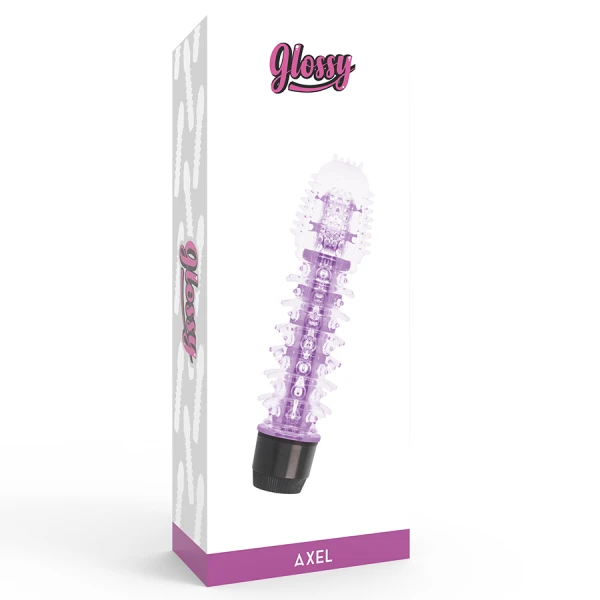 Glossy Axel Vibrator Lila, Jelly-Vibrator met TPE-Platinum, 14 cm