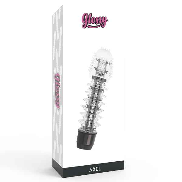 Glossy Axel Black Vibrator met Jelly-oppervlak, 14 cm