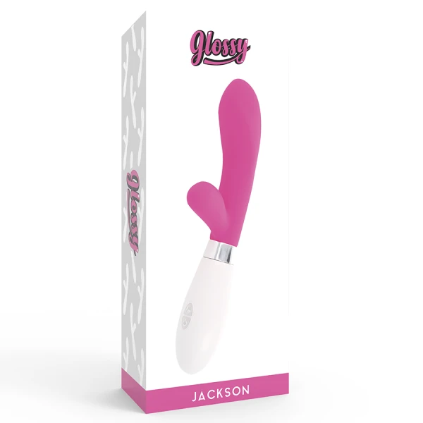 Glossy Jackson Konijnenvibrator met clitorisstimulator, siliconen, 12 cm
