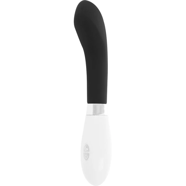 Glossy John Vibrator met gebogen punt, siliconen, 12 cm, zwart