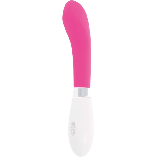 Glossy John Vibrator met gebogen punt, Roze, 12 cm
