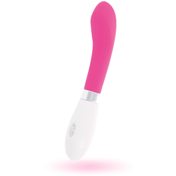 Glossy John Vibrator met gebogen punt, Roze, 12 cm