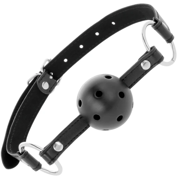 Darkness Bondage Leren Knevel met verstelbare riem, zwart