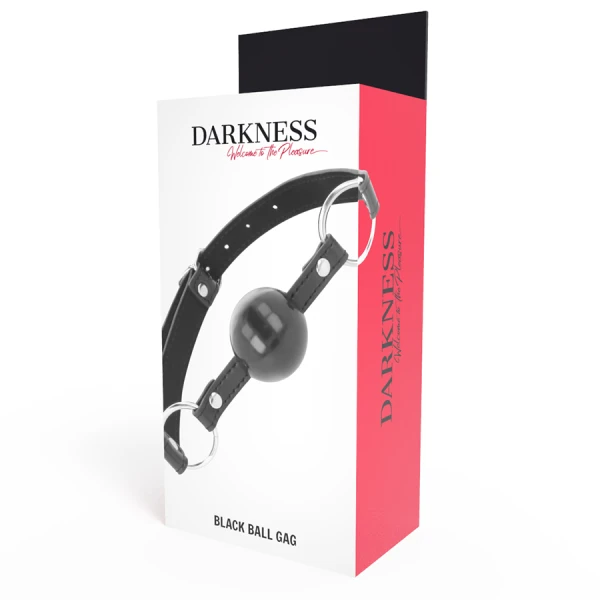 Darkness Bondage Leder-Knebel met zwarte bal
