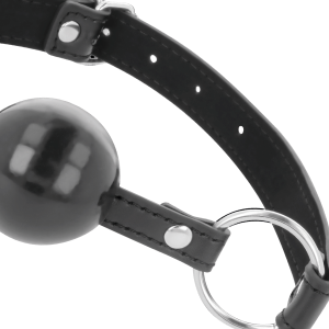 Darkness Bondage Leder-Knebel met zwarte bal Darkness Bondage Leder-Knebel met zwarte bal - Afbeelding 3