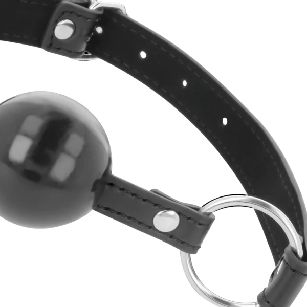 Darkness Bondage Leder-Knebel met zwarte bal