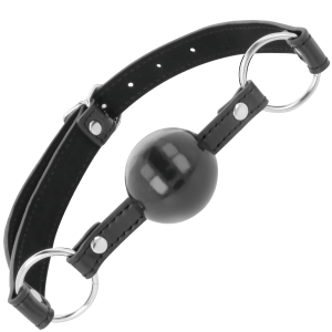 Darkness Bondage Leder-Knebel met zwarte bal Darkness Bondage Leder-Knebel met zwarte bal - Afbeelding 2
