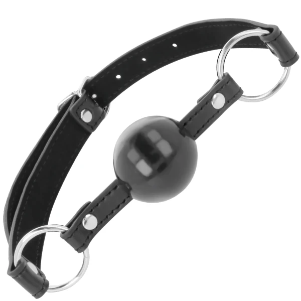 Darkness Bondage Leder-Knebel met zwarte bal