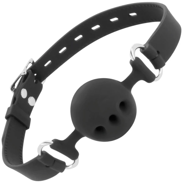 Darkness Bondage Silicone Knebel met Leren Riemen zwart