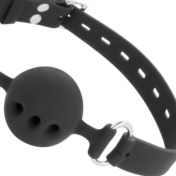 Darkness Bondage Silicone Knebel met Leren Riemen zwart