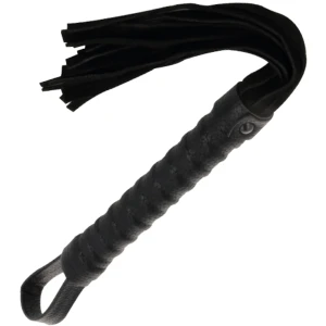Darkness Sensations Zwarte Bondage-gesel met leren handvat