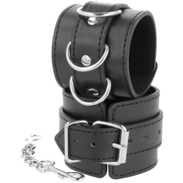 Darkness verstellbare Leder-Knöchel-Handschellen aus PVC-Leder schwarz