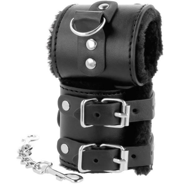 Darkness Bondage verstellbare Lederhandschellen mit Innenfutter, schwarz Darkness Bondage verstellbare Lederhandschellen mit Innenfutter, schwarz