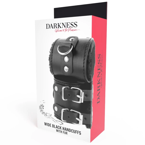 Darkness Bondage verstellbare Lederhandschellen mit Innenfutter, schwarz Darkness Bondage verstellbare Lederhandschellen mit Innenfutter, schwarz