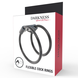Darkness Sensations Dubbele flexibele penisring van leer en rubber Darkness Sensations Dubbele flexibele penisring van leer en rubber - Afbeelding 4