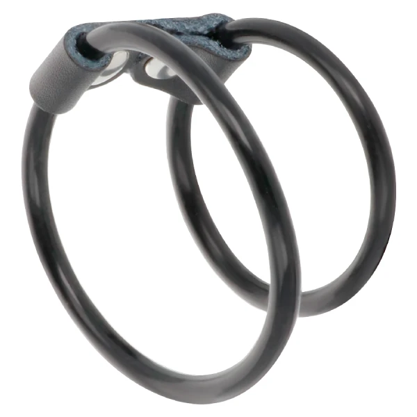 Darkness Sensations Dubbele flexibele penisring van leer en rubber Darkness Sensations Dubbele flexibele penisring van leer en rubber