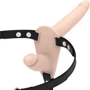 Fetish Submissive Harness Doppelpenetrationsgeschirr mit Silikon-Dildos, fleischfarben