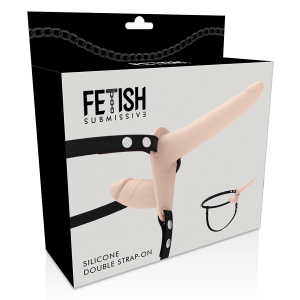 Fetish Submissive Harness dubbelpenetratietuig met siliconen dildo's, vleeskleurig Fetish Submissive Harness dubbelpenetratietuig met siliconen dildo's, vleeskleurig - Afbeelding 5
