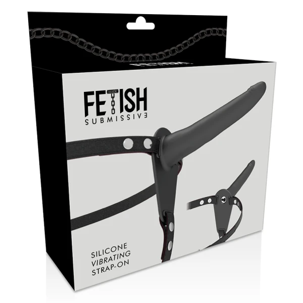 Fetish Submissive Harness Silikon-Strap-On met Vibrator 15 cm